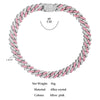 Hip Hop Bling Pink Crystal Cursive Initial Letter Cuban Necklace for Women Iced Out Paved Cuban Chain Necklace Choker Jewelry