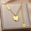 Double Layer Hollow Clavicle Chain Stainless Steel Necklace For Women Punk Hip-Hop Streetwear Jewelry Dropshipping