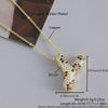 MHS.SUN New Leopard Bubble Letter Necklace Gold Plated Chunky Bubble Zircon 26 Initial Pendant Necklace Women Fashion Jewelry
