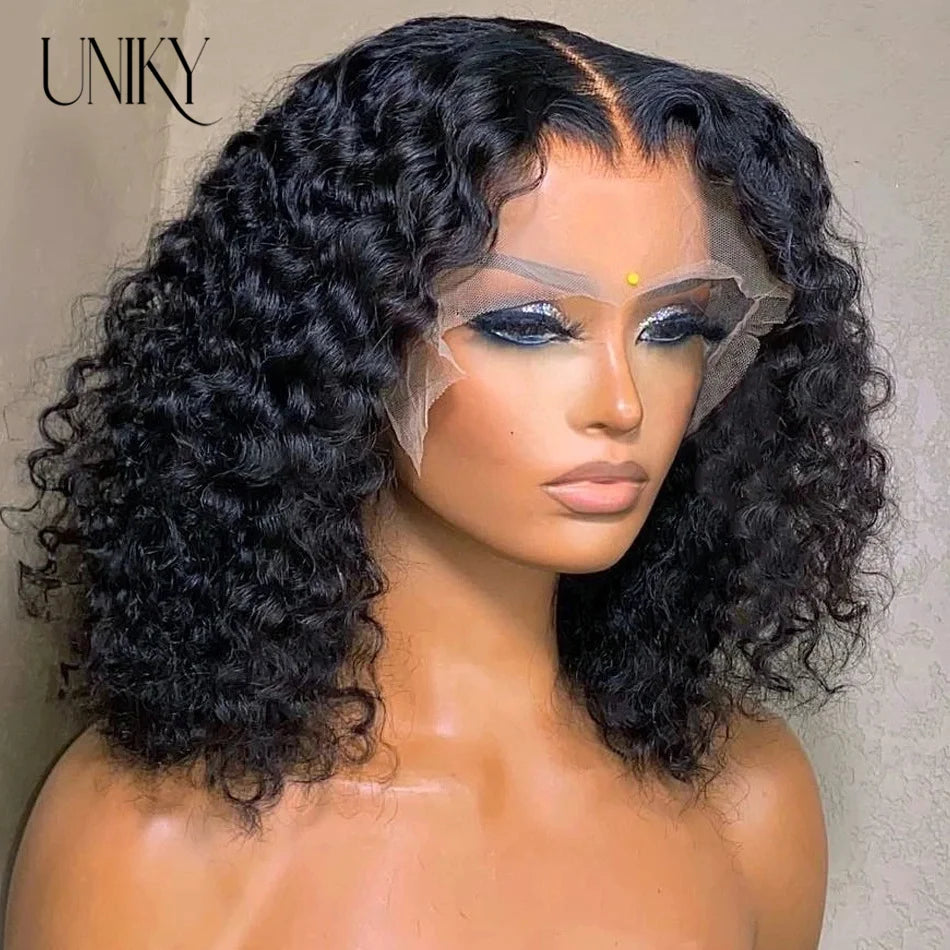 13x4 Lace Frontal Human Hair Wigs Deep Curly Short Curly Bob Wig for Black Women Brown Blonde Highlight Wig Human Hair Full Wig