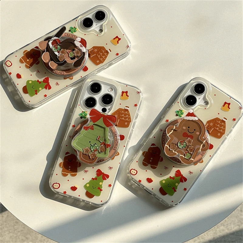 Cute Quicksand Christmas Cartoon Magnetic Holder Grip Tok Griptok Phone Stand Holder Support For iPhone For Pad Magsafe Smart To