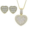 In Stock Iced Out Bling Women Jewelry 5A White Cubic Zirconia Heart Shaped Pendant Necklace With Tennis Box Chain