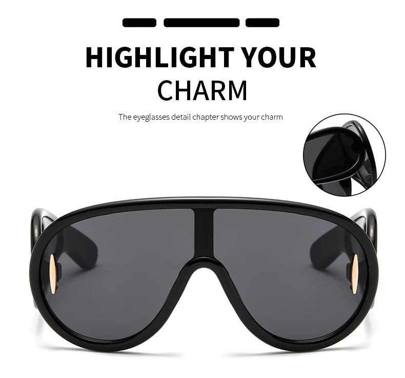 New Fashion Personality Hip Hop Cool Cyberpunk Sunglasses with Large Frame UV400 Anti UV Eyeglasses Oculos De Sol Feminino
