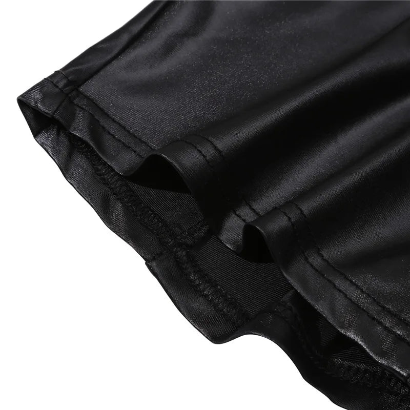 2023 Sexy Womens Shorts Shiny Elastic High Waist Shiny Faux PU Leather Short Pants Slim Hot Dance Clubwear Mini Shorts