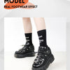 2024 NEW Punk Style Women Shoes Lace-up heel height 6CM Platform Shoes Woman Gothic Ankle Rock Boots Metal Decor Woman Sneakers