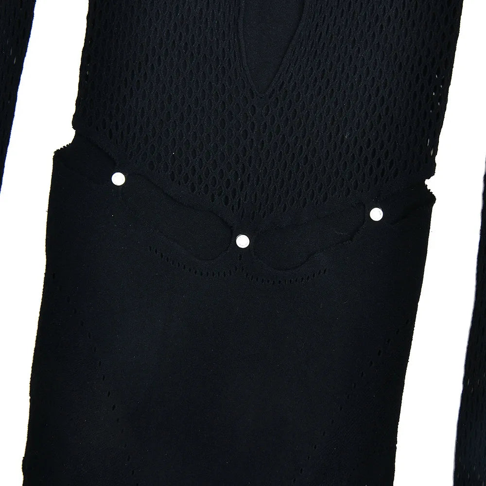 HLJ Sexy Hollow Out Rompers Women Off Shoulder See Through Long Sleeve Bodycon Playsuits Jumpsuits Female Party Clubwear New