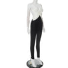 Nsauye High Waisted Bodycon Women Sexy One Pieces Fashion Y2K V Neck Jumpsuit Top Summer 2025 Club Overalls Bodysuit Low Cut Out