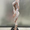 Sexy Crystal High Stretch Bodycon Long sleeve Jumpsuit Women Celebrate Nightclub Party club Performance Costume Stage Wear