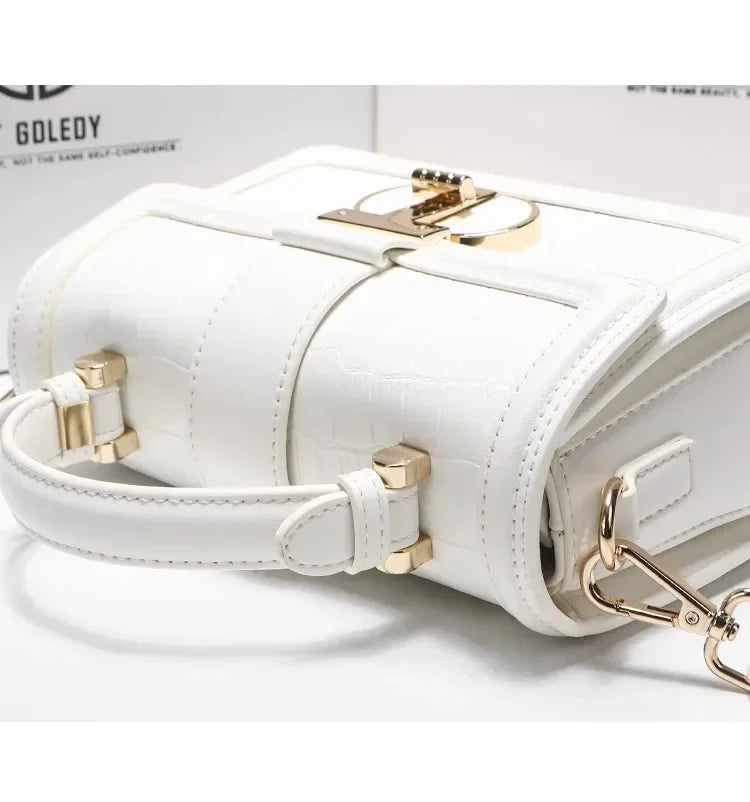 Luxury Designer Bags with High Quality Alligator Printing Leather and Delicate Metal Design Women's Portable Shoulder Bag
