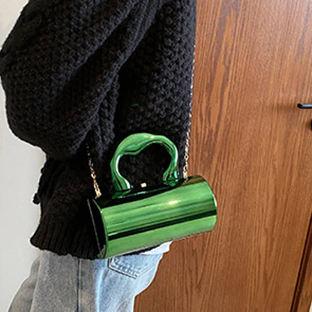 Women Mini Evening Bag Metal Handles Wallet Shoulder Bag Solid Color Clutch Bag Large Capacity Everyday Shoulder Bag Daily Bag
