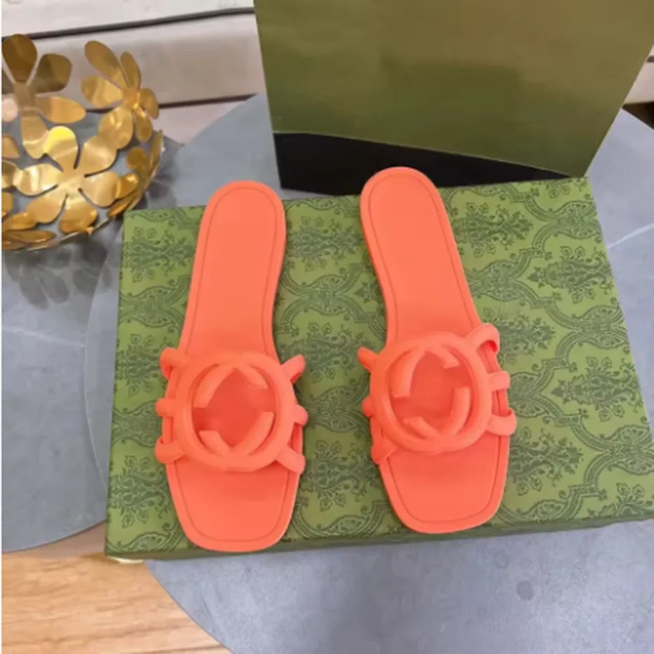 2025 Women classics Jelly sole design slippers Flip flops Flat Slippers Comfort Casual fashion Pure Color sandal