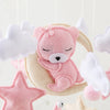 Baby Crib Mobile Rattle Toy 0-12Months Infant Soft Felt Teddy Velvet Pink Bear Bed Bell Hanging Toy Holder Bracket Crib Girl Toy