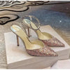 Luxury Crystal Sequined Women Pumps Elegant Thin High heels Spring Summer Fashion Chains Party Shoes Sexy Wedding Bridal Shoes