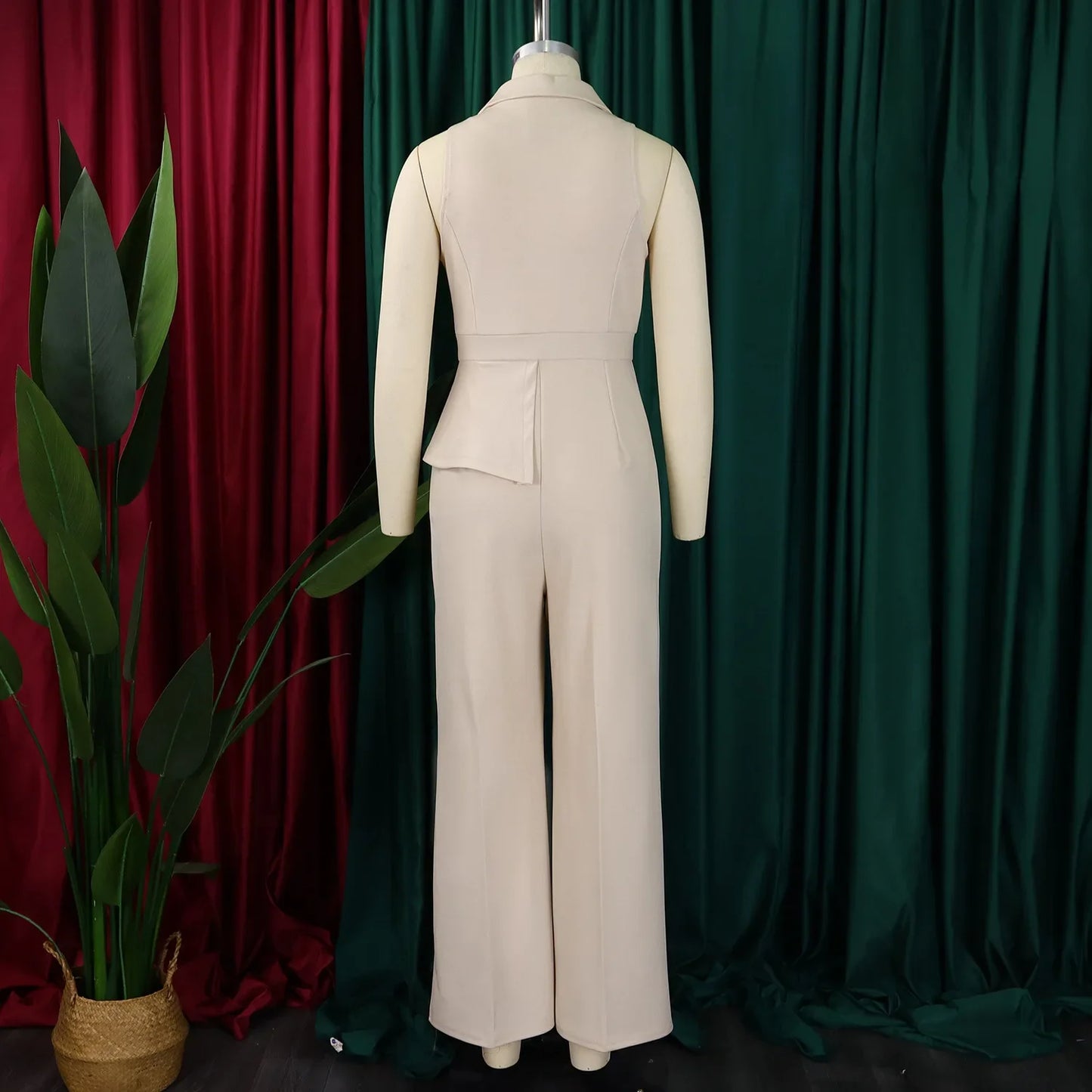 C8604 Foreign Trade Women's Fashionable Sexy Chain Collar Wide Leg African Jumpsuit Casual Style Long Dress For Ladies