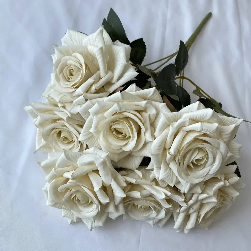 41CM 7 Forks Silk Screen Diamond Rose Artificial Flower Wedding  Living Room Decoration Road Guide Bouquet, Artificial Flower