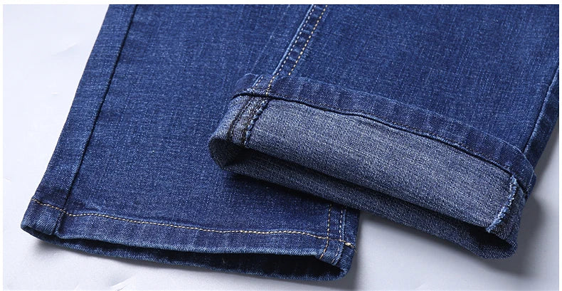 2024 New Business Men's Jeans Casual Straight Stretch Fashion Classic Blue Black Work Denim Trousers Male Brand Clothing