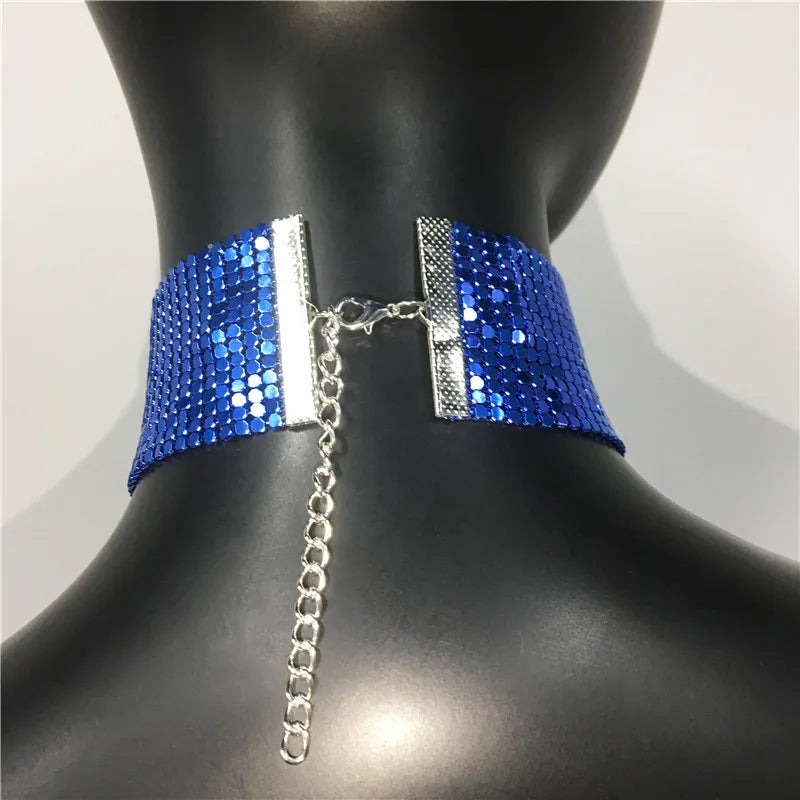 Fashion Metal Sequins Chokers Necklace Jewelry Women Statement Choker Wedding Necklace Jewelry Accessories For A Gift