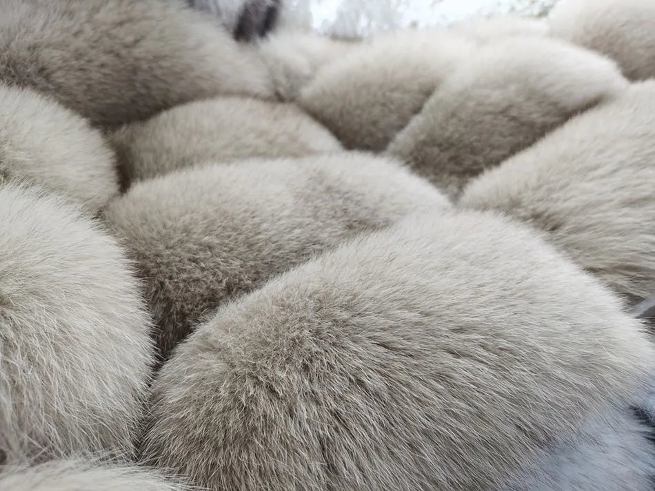 2025 MAOMAOKONG Natural Real Fox Fur Coat Women Winter Long Sleeve Luxury Raccoon Fur Jackets Thick Top Female Furry Coat Vest