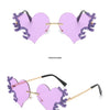 Rimless Sunglasses Women Luxury Brand Rhinestone Sun Glasses Ladies Cute Heart Shape Punk Party Eyewear очки від сонця женские