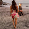 TARUXY One-shoulder Sexy Printed Dress Draped Swinging Collar Beach Vacation Mini Dress Elegant Sleeveless Female High Waist