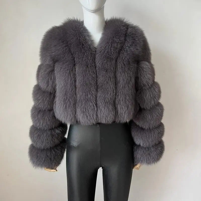 2023 Neuer kurzer Stil Echtfuchspelzmantel Winter Damen Natur Warme Mode Luxus