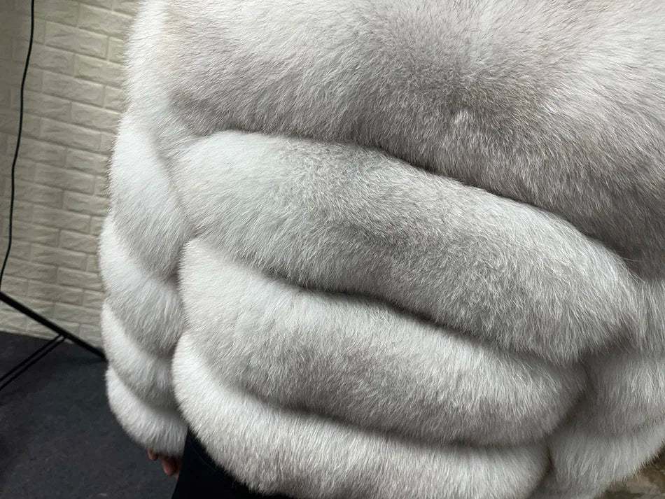 2025 MAOMAOKONG Natural Real Fox Fur Coat Women Winter Long Sleeve Luxury Raccoon Fur Jackets Thick Top Female Furry Coat Vest