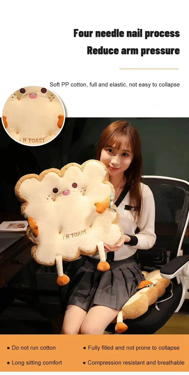 1pc Simulation Bread Toast Cushion Stuffed Memory Foam Pillow Sofa Chair Decor Seat Cushion Cute Student Chair Pad