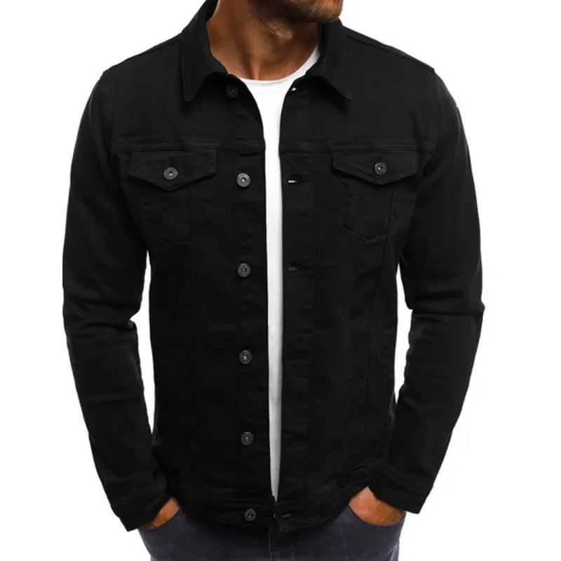 Men's Denim Jacket M-4XL Autumn Clothing Fashion Jackets Solid Color Business Casual Multi-pocket Long Sleeve Top Streetwear
