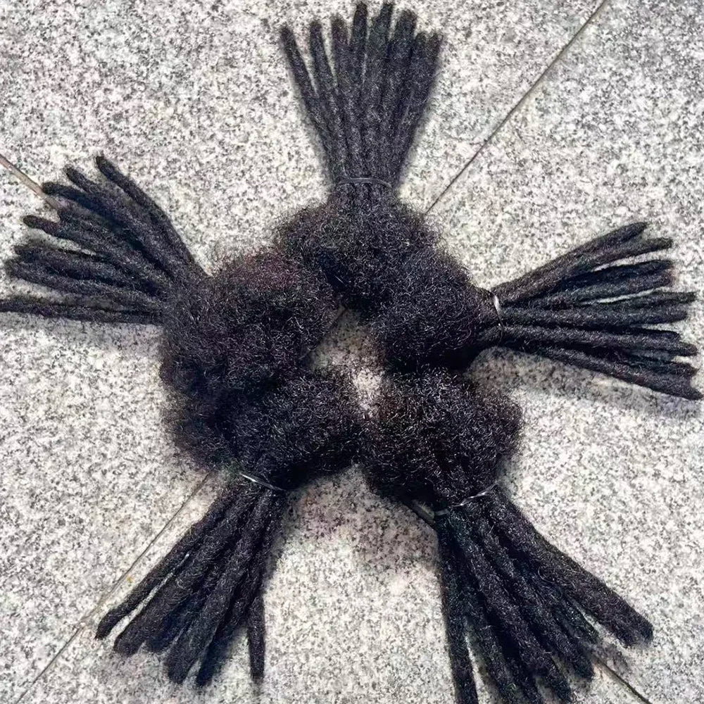 100% Human Hair Loc Extensions Full Handmade Dreadlock Extensions Wholesale 0.6cm Width Natural Black Extension For Women Men