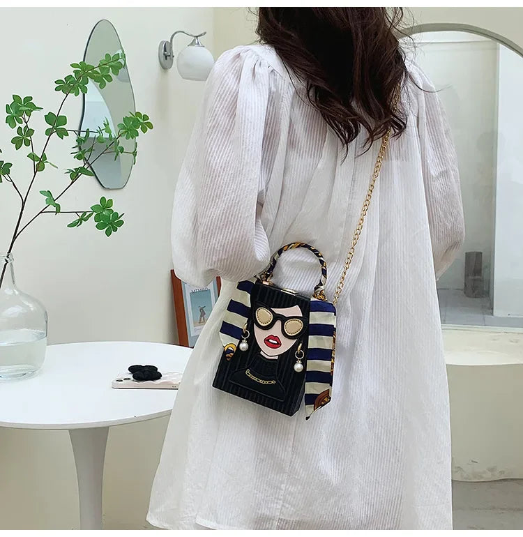 Evening Bags for Women 2024 New Fashionable Leather Shoulder Bag Woman Hard High Quality Hip Hop Party Luxury Designer Handbag