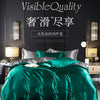 Nordic Satin Silk Bedding Set with Duvet Cover Bed Sheet Pillowcases Luxury Solid Single Double Couple Pillow Case Bedsheet