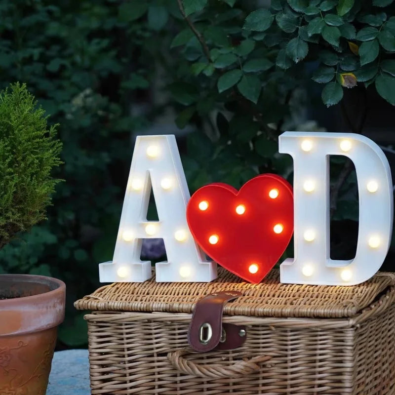 Luxury Alphabet Letter LED Lights Luminous Number Lamp  Battery Night Light for Home Wedding Birthday Christmas Party Decoration