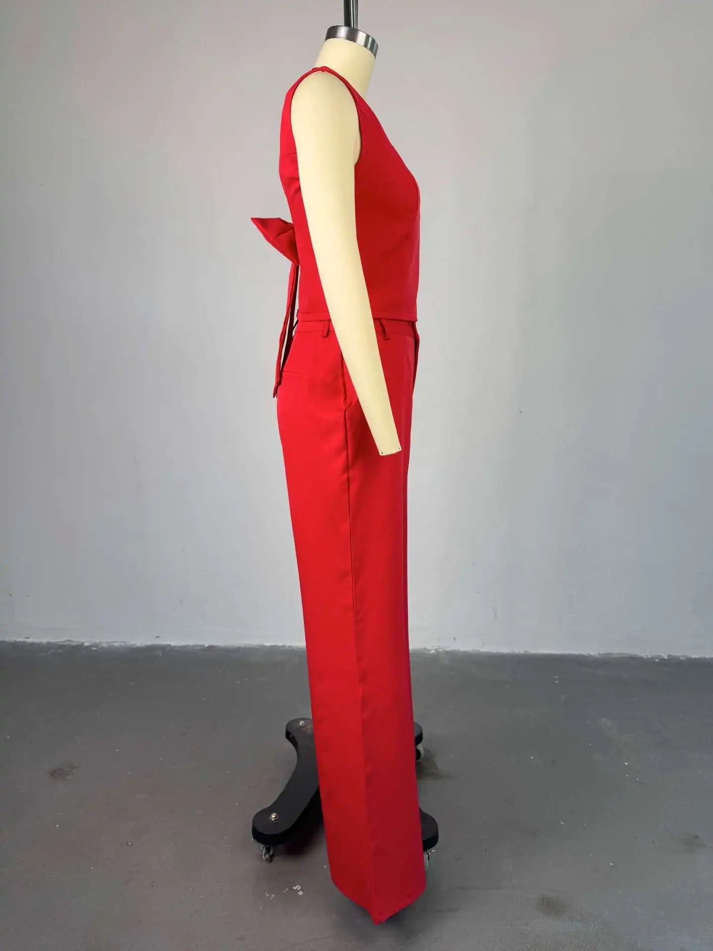 Two Piece Sets Women Pant Set Sleeveless V Neck Casual Pants Y2k Tops Wide Leg Long Pants High Waist Elegant Party Streetwear