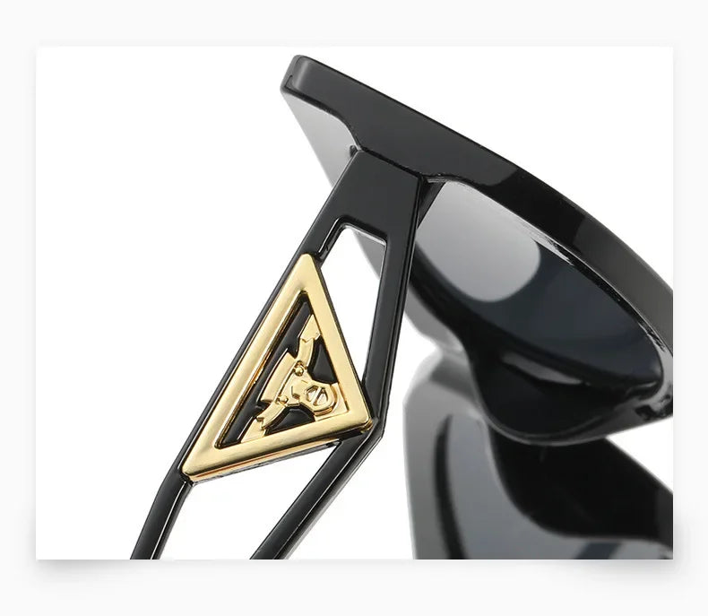 New Small Frame Cat Eye Sunglasses Women Personality Hollow Triangle Sun Glasses Men Trendy Retro Oval Gafas De Sol Mujer