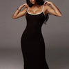 Kliou strap backless sexy bodycon midi long dress new women high waist cotton striped dresses elegant fashion party clothes