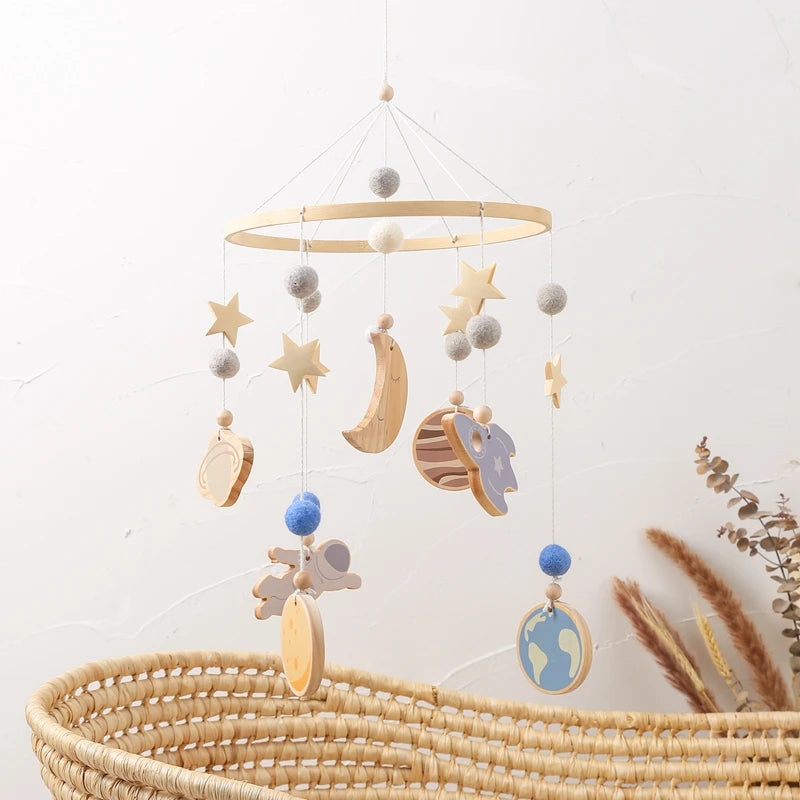 Baby Bed Bell Wood Mobile Toddler Rattles Toys Crib Bell Rattles Boho Style Kids Musical Toys 0-12 Months For Baby Newborn Gifts