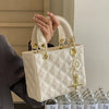 Quilted Pattern Solid Color Pu Handbag With Pendant Decoration, Versatile Noble Women's Crossbody Bag, Fashionable Handbag