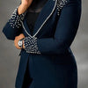2 Pieces Women's Sets Autumn Winter Long Sleeve Pearl Blazers Suit Tops And Pants Suits Two Piece Set Tracksuit Outfit 2025