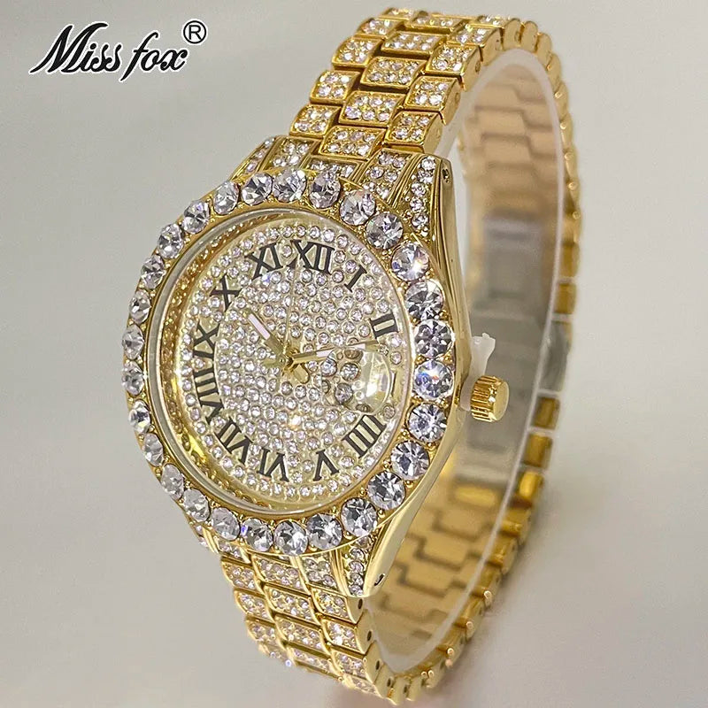 MISSFOX Pink Women Watches Luxury Small Face Elegant Quartz Watch For Ladies Icy Look Party Jewelry Mini Babe So Cute Arm Clock