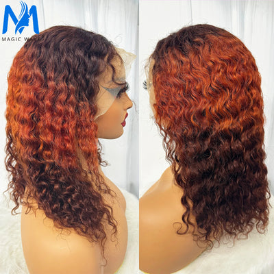 10-16 Inches 200% Density Water Wave Bob Human Hair Wigs  Short Deep Curly Brazilian Remy Human Hair Wigs for Black Women