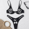 Punk Gothic Letters Print Bikinis Set Sexy Bikini 2023 Women Skull Pattern V-neck Swimwear Fashion Swimsuit Bathing Suit