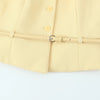 TRAFZA Women Fashion Suit Yellow V-Neck Sleeveless Belt Sngle Breasted Tops+High Waist Pocket Belt Long Skirts Female Summer Set