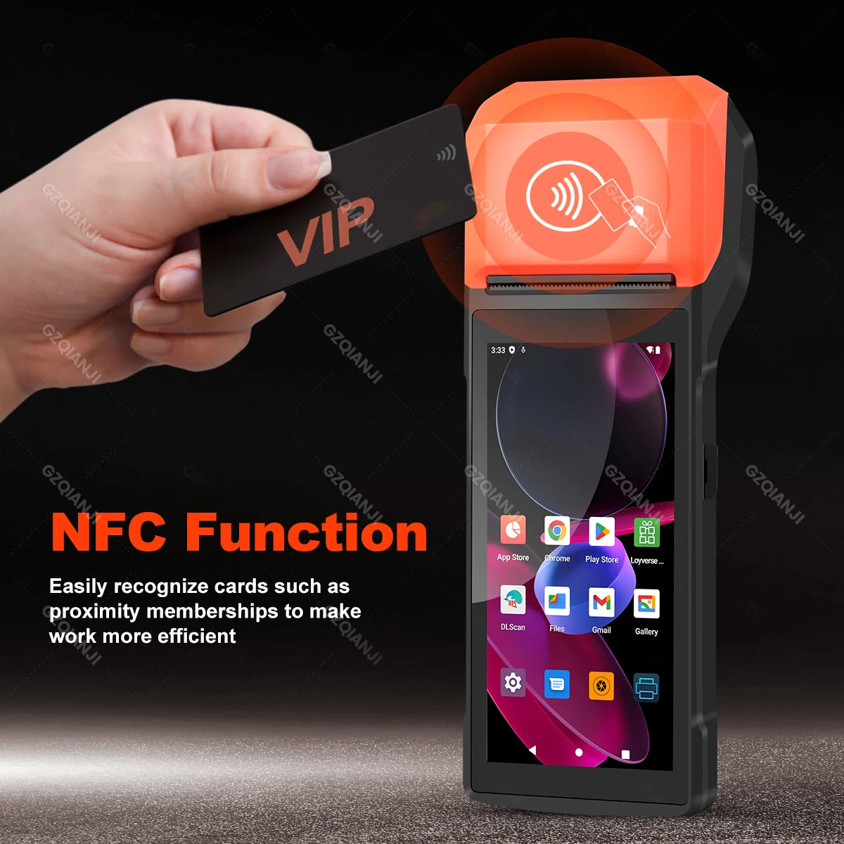 Handheld Commercial PDA Android 8.1/13 Bulit-in 58mm Thermal Receipt Printer NFC Optional for Cafeteria WIFI Bluetooth Connect