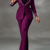 Znaiml Elegant Formal Office Lady Two 2 Pieces Women Clothing Pearls Blazer Coat and Straight Pants Work Business Matching Sets