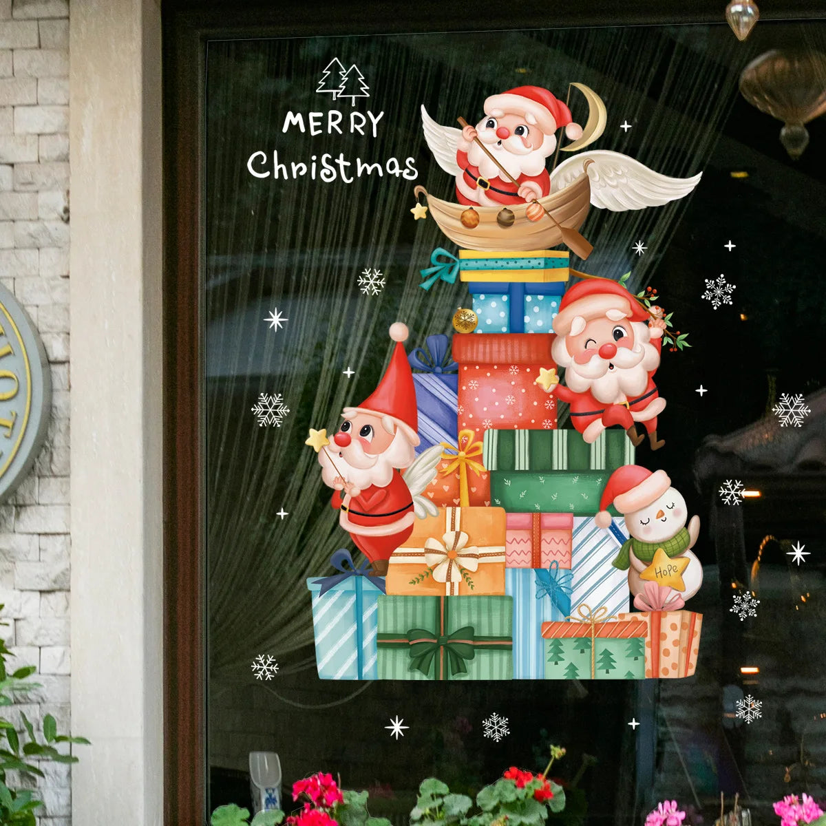 Santa Snowman Christmas Window Stickers Wall Decals New Year 2025 Christmas Home Decor Merry Christmas Xmas Decorations Gifts