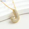 SUNSLL Cubic Zircon A-Z 26 Bubble Letter Necklace 2 Sizes Gold Plated M Chunky Balloon Initials Pendant Women Chain Jewelry 2024