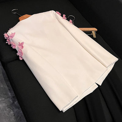 TWOTWINSTYLE Sweet Spliced Appliques Blazers For Women V Neck Long Sleeve Spring Temperament Coat Female Fashion New KJA533232