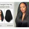 Yaki Straight U Part Wigs for Black Women Kinky Straight U Part Wig Human Hair Short Black Brown U Part Wig Kinky Straight Clip