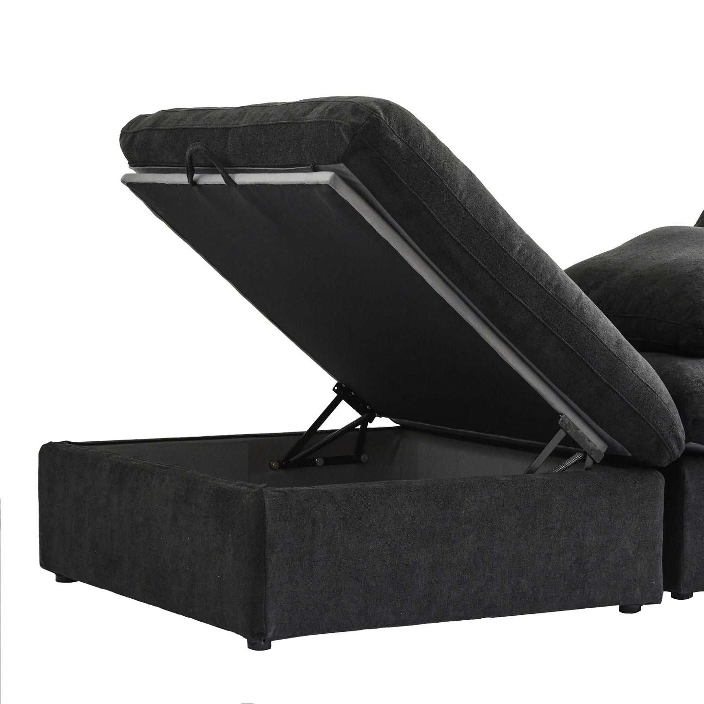 Cloud Modular Sectional Sofa with 2 Storage Ottomans 160.6" Down Filled Comfort U Shaped Sofa Minimalist Wide Deep Seat Couch