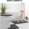 3-piece bathroom chenille floor mat, absorbent anti slip bathroom carpet, bathroom U-shaped foot mat, toilet lid, TPR anti slip